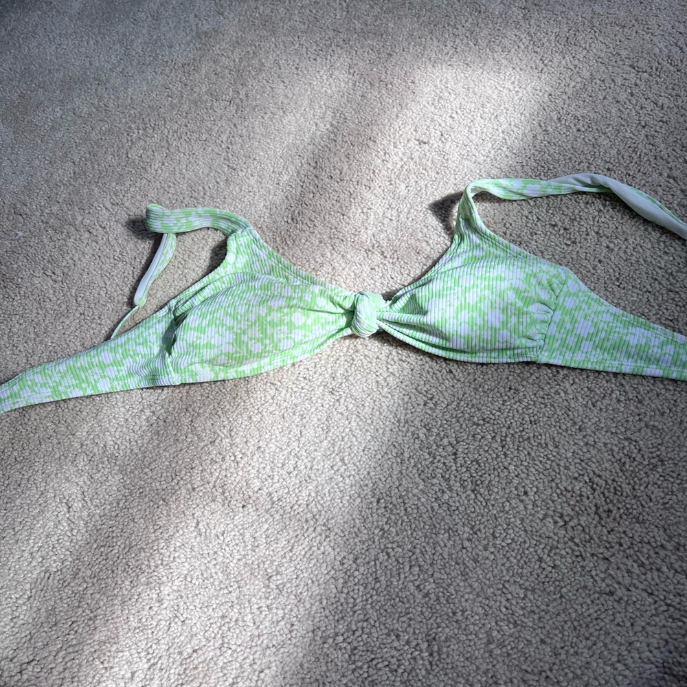 Xhilaration Lime and White Bikini Top